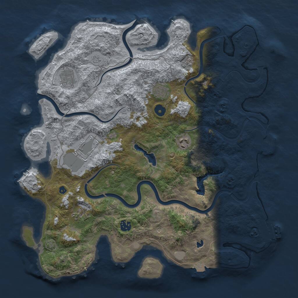 Rust Map: Procedural Map, Size: 4000, Seed: 4965143, 13 Monuments