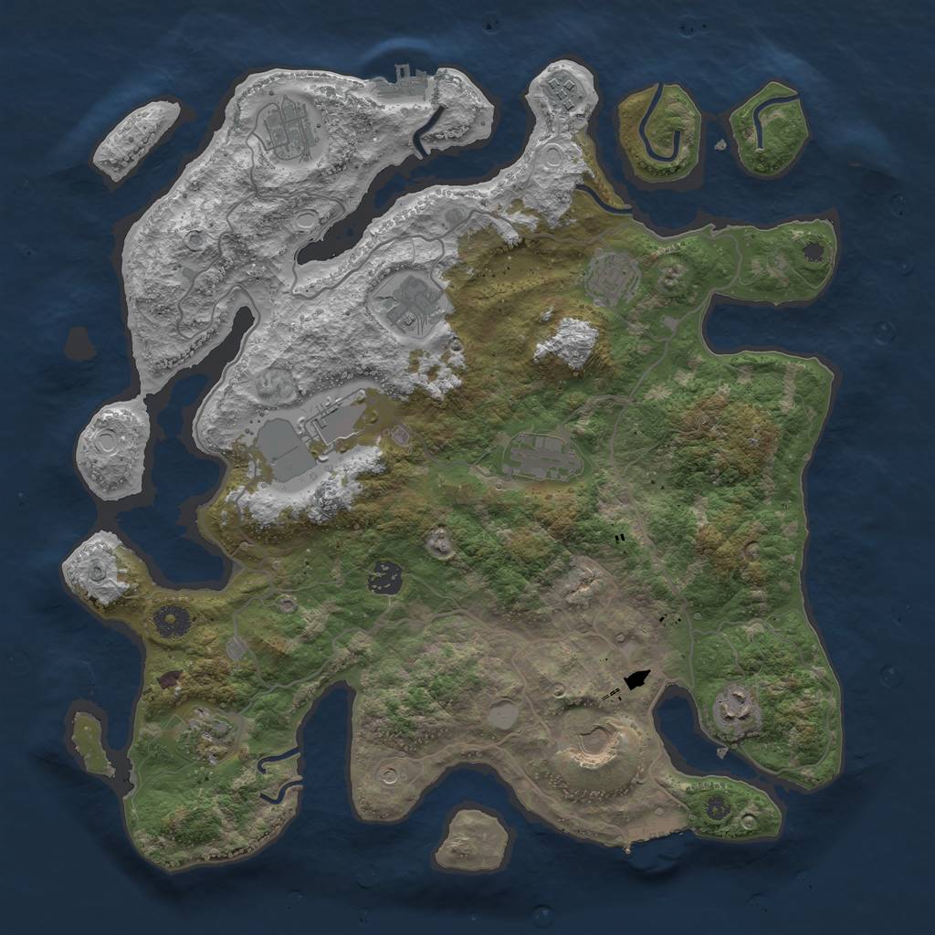 Rust Map: Procedural Map, Size: 4000, Seed: 4965143, 18 Monuments