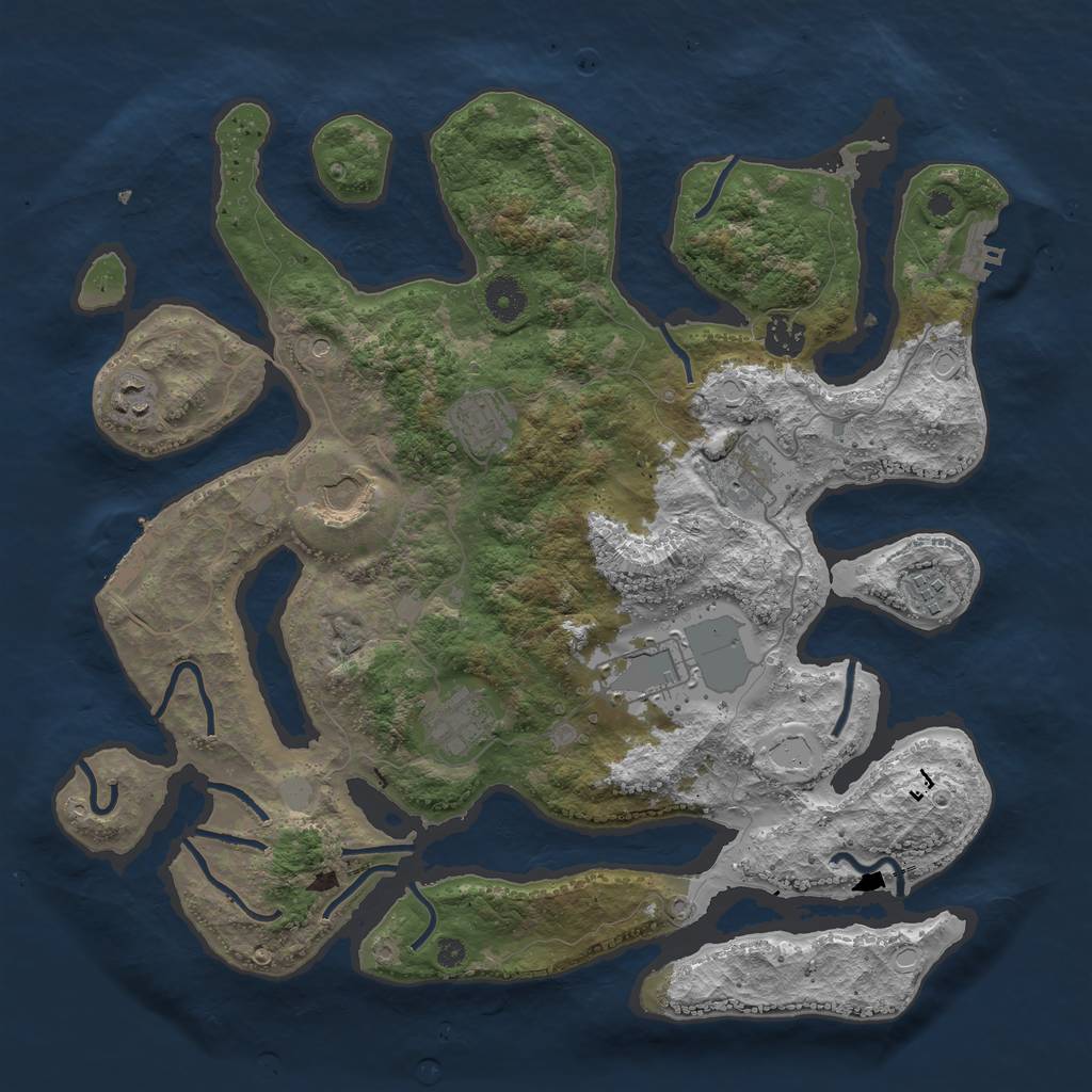 Rust Map: Procedural Map, Size: 3870, Seed: 80805382, 16 Monuments