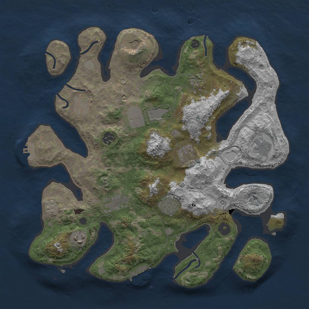 Rust Map: Procedural Map, Size: 3750, Seed: 2022853773, 19 Monuments