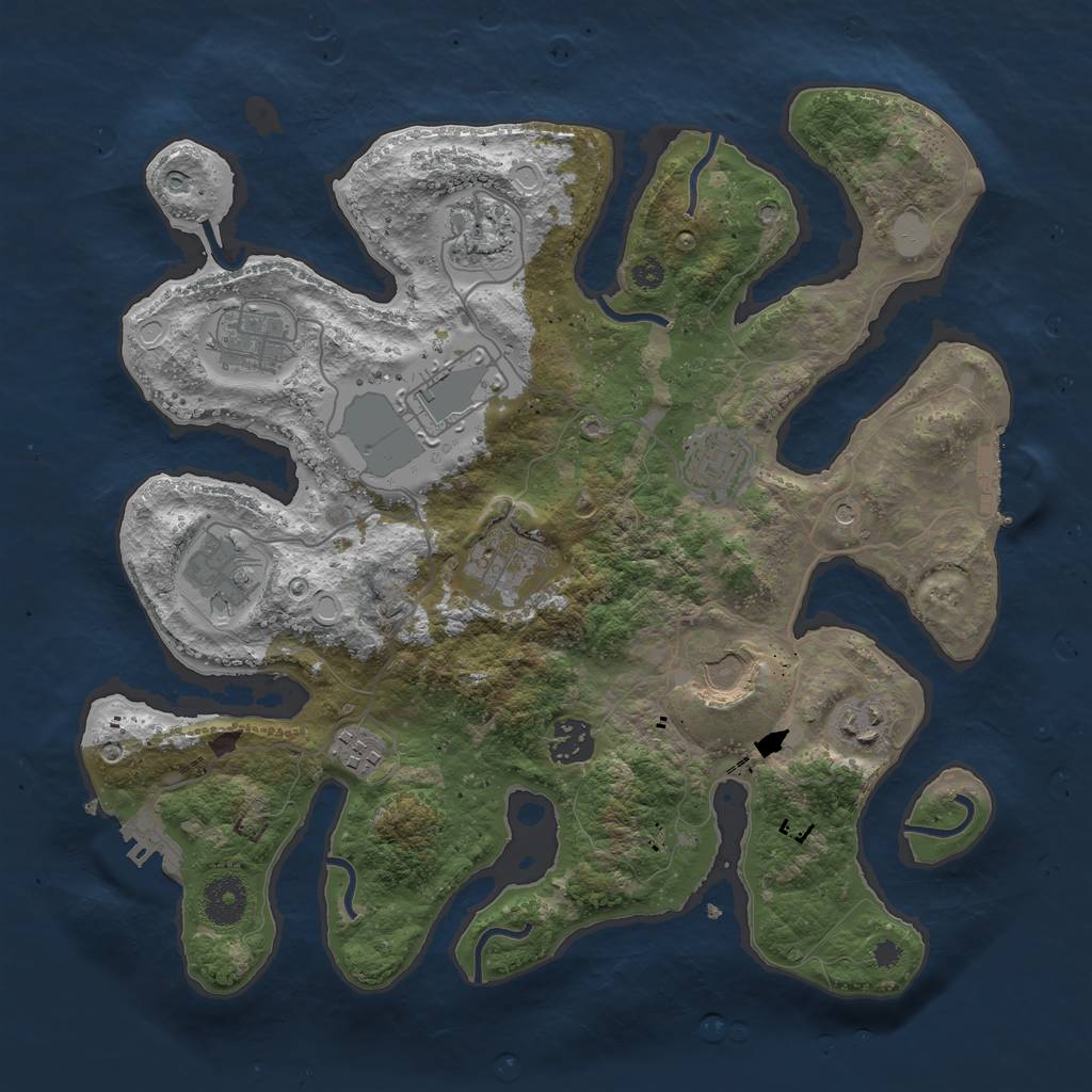 Rust Map: Procedural Map, Size: 3500, Seed: 117070733, 18 Monuments