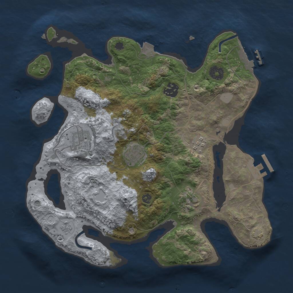 Rust Map: Procedural Map, Size: 3000, Seed: 21499876, 10 Monuments