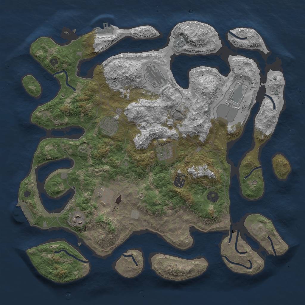 Rust Map: Procedural Map, Size: 4000, Seed: 6617155, 16 Monuments