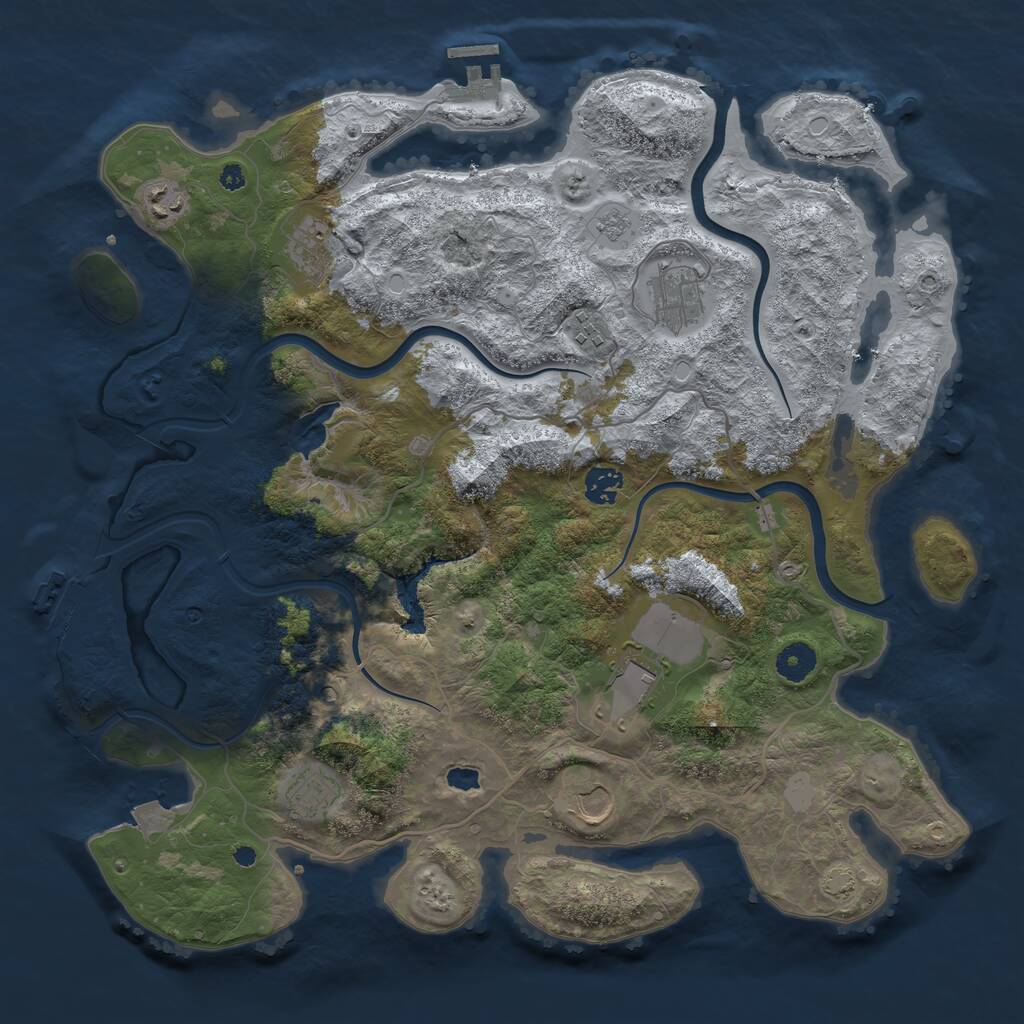 Rust Map: Procedural Map, Size: 4000, Seed: 6617155, 14 Monuments