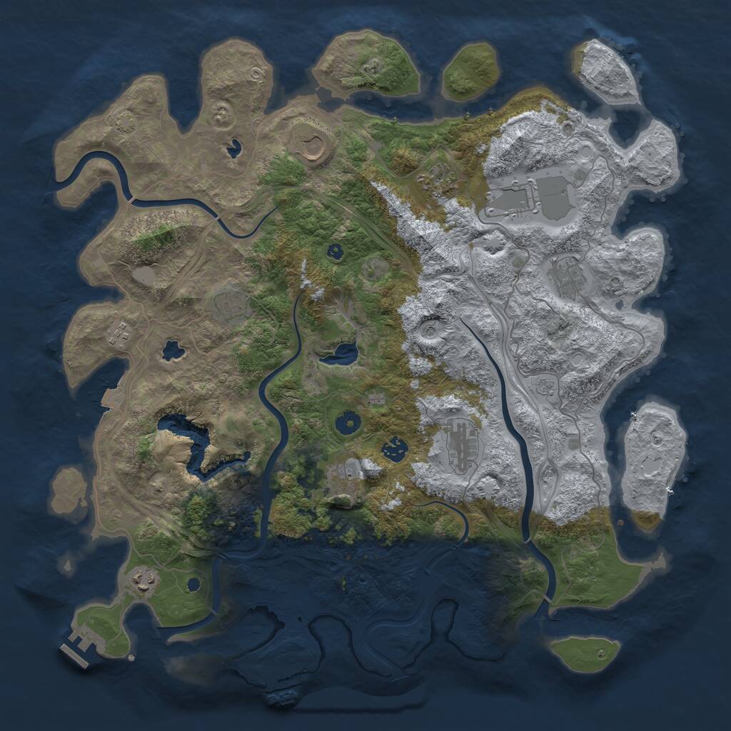 Rust Map: Procedural Map, Size: 4500, Seed: 326350424, 16 Monuments