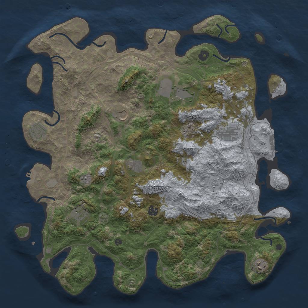 Rust Map: Procedural Map, Size: 4500, Seed: 180180, 16 Monuments