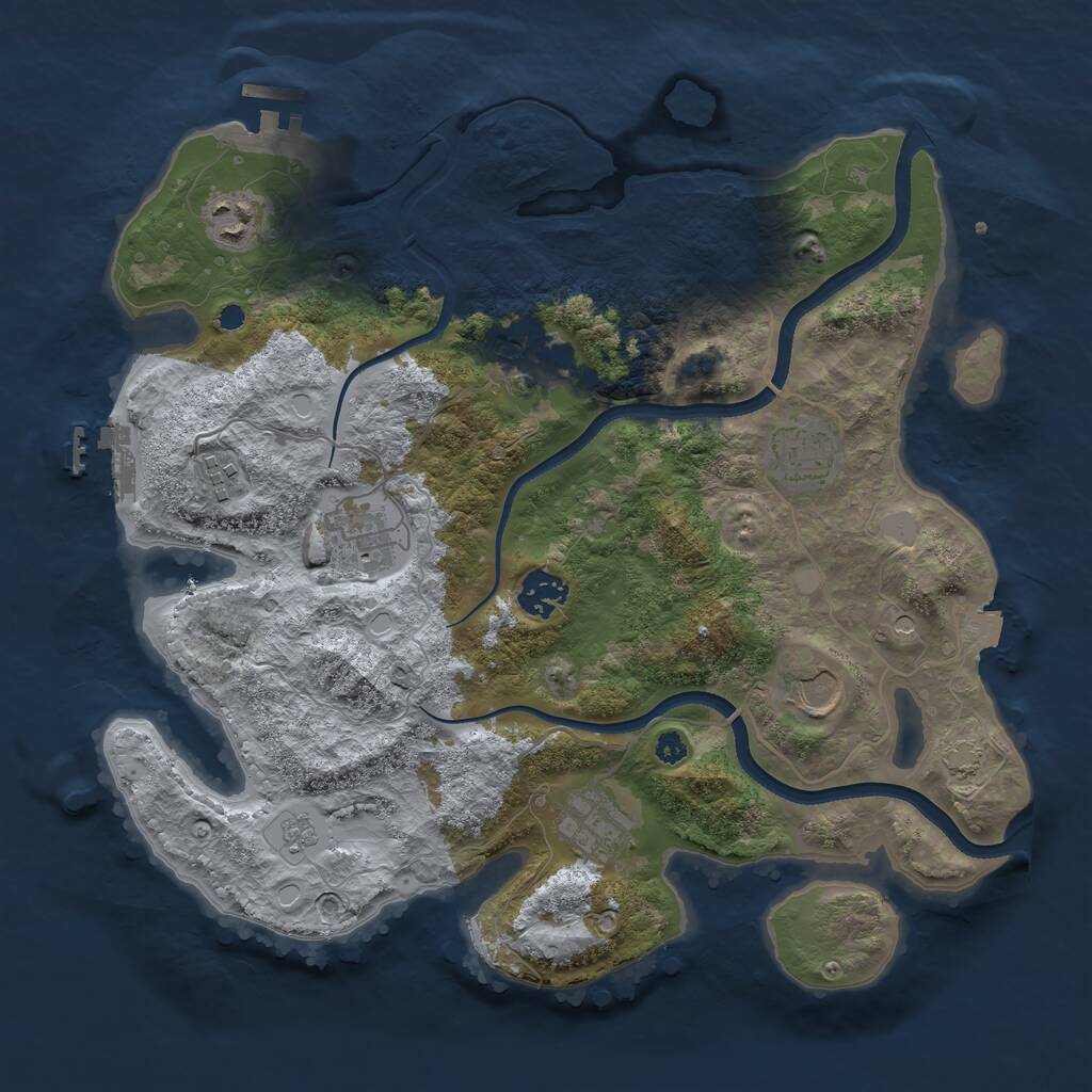 Rust Map: Procedural Map, Size: 3500, Seed: 794215226, 14 Monuments