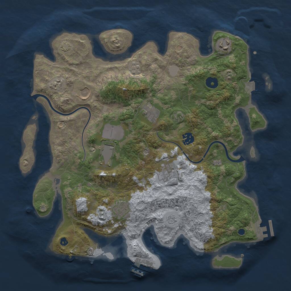 Rust Map: Procedural Map, Size: 3600, Seed: 1132141, 14 Monuments