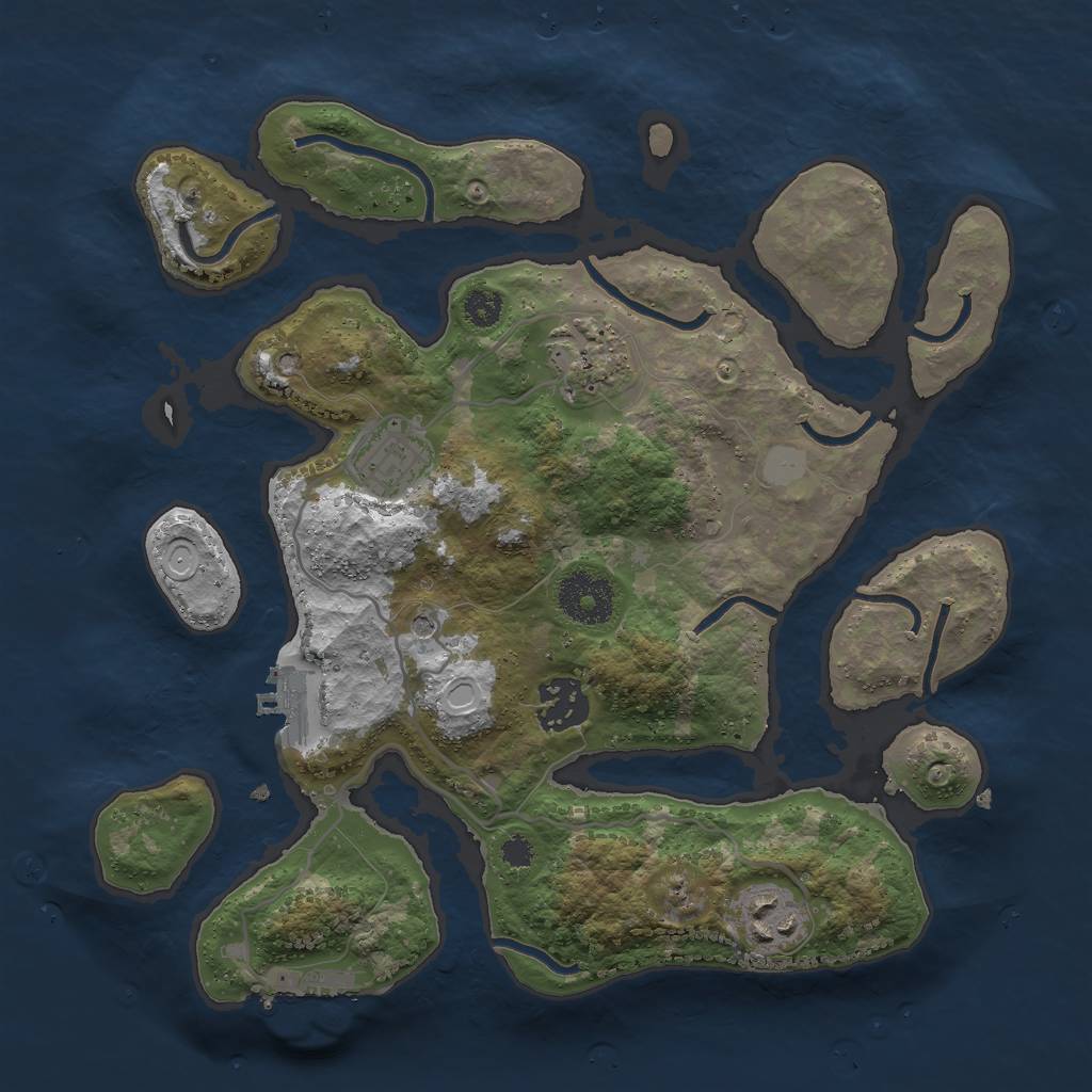 Rust Map: Procedural Map, Size: 3000, Seed: 1374572, 12 Monuments