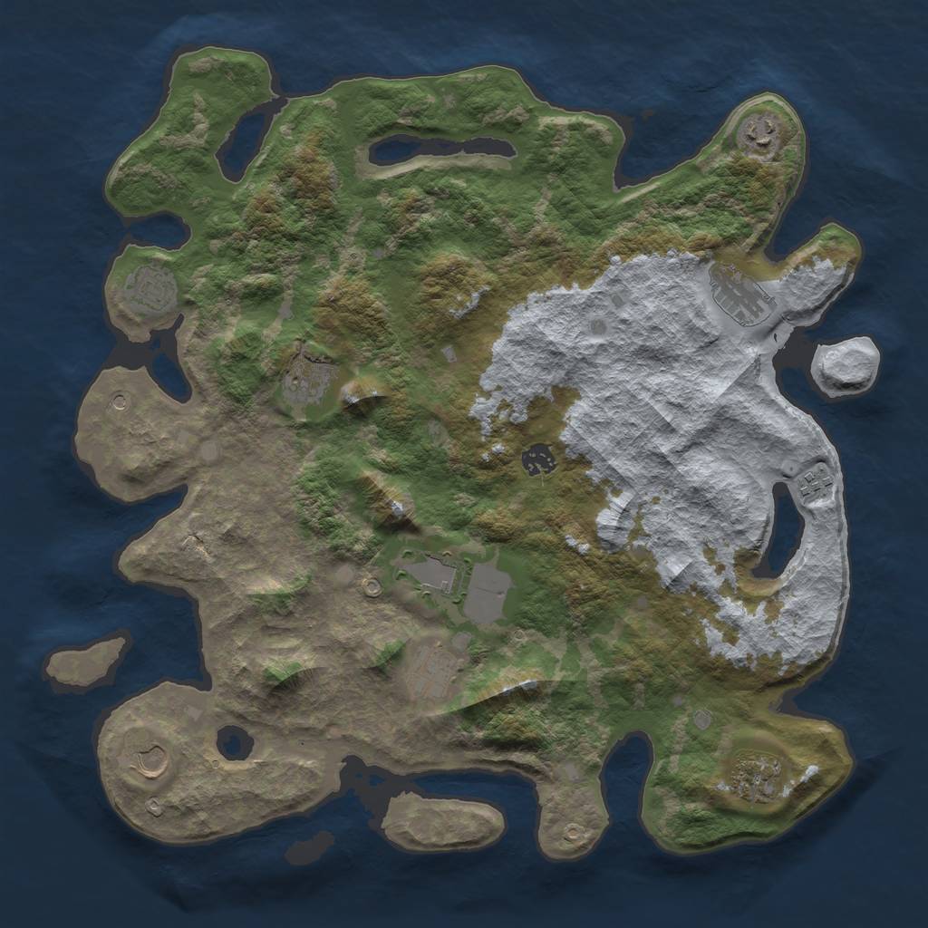 Rust Map: Barren, Size: 4250, Seed: 1337, 13 Monuments