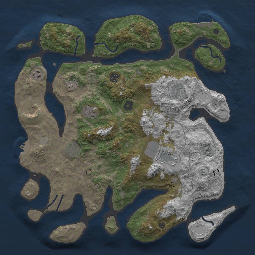 Rust Map: Procedural Map, Size: 4000, Seed: 802031260, 16 Monuments