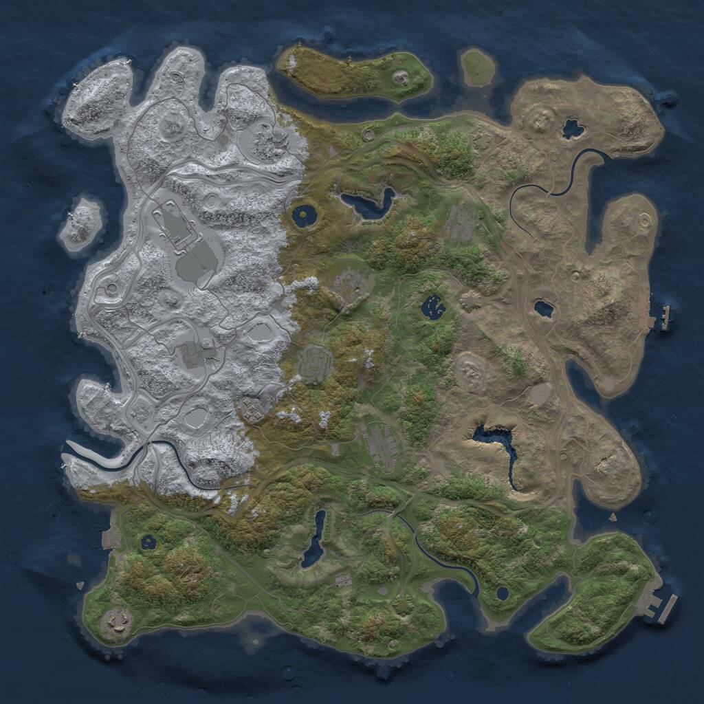 Rust Map: Procedural Map, Size: 4500, Seed: 1849623363, 16 Monuments