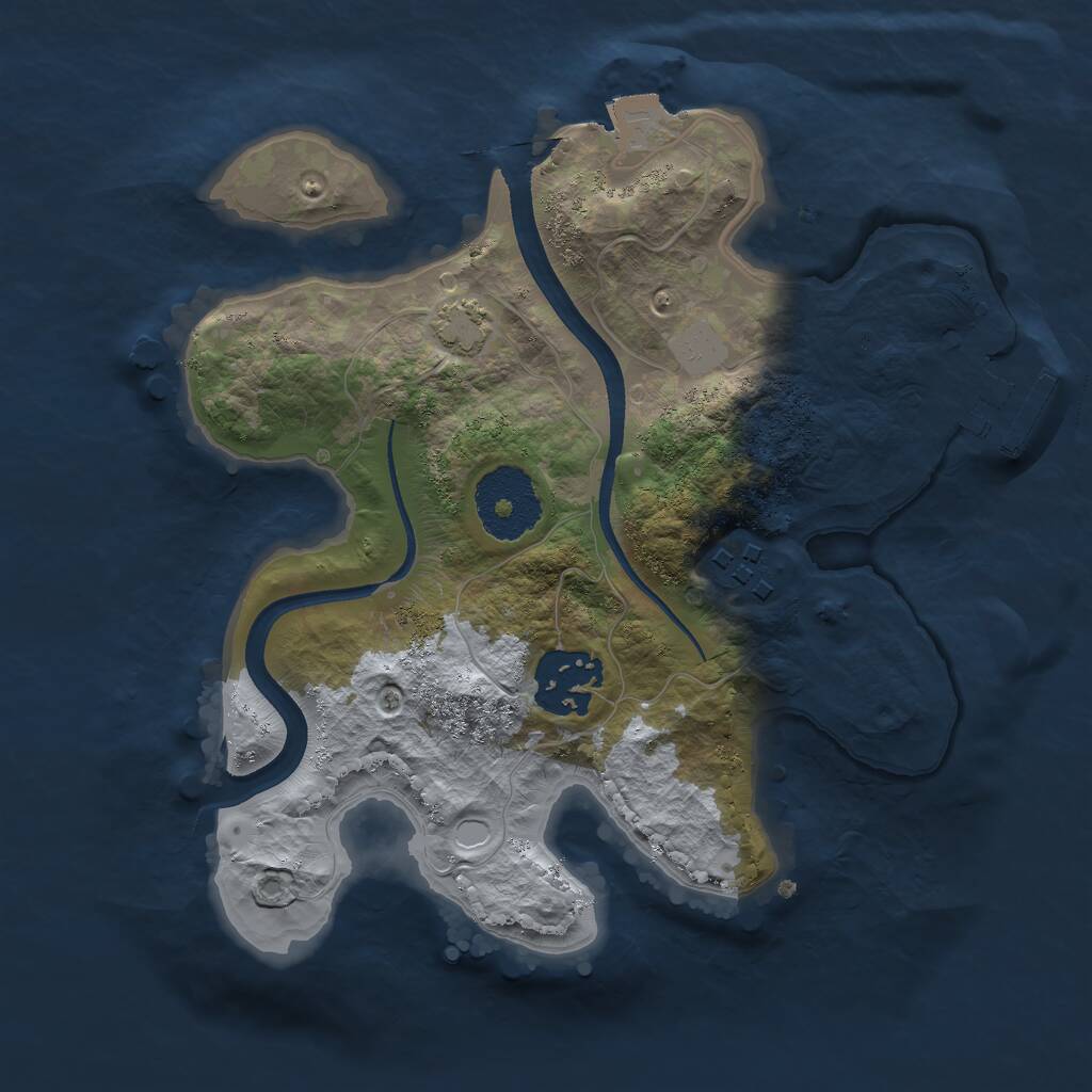 Rust Map: Procedural Map, Size: 2400, Seed: 1069691010, 5 Monuments