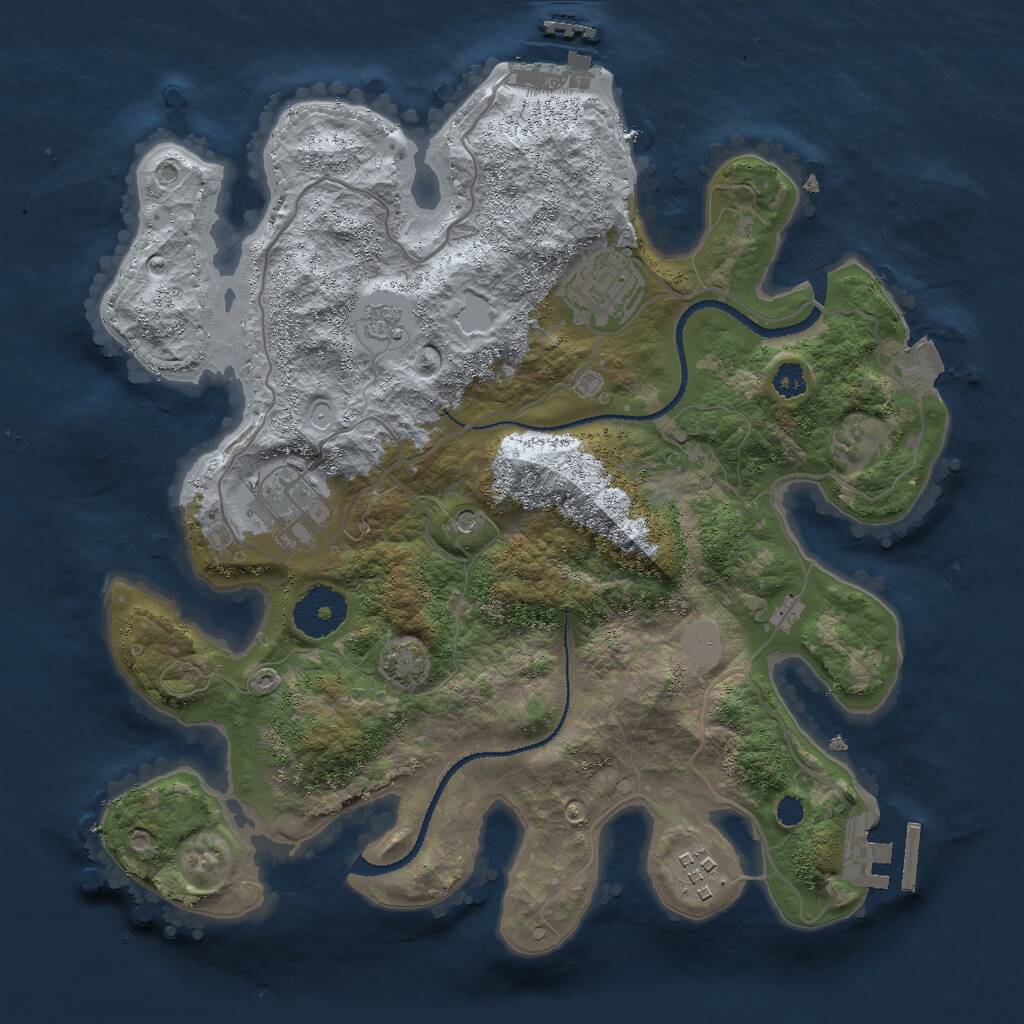 Rust Map: Procedural Map, Size: 3000, Seed: 98337, 9 Monuments