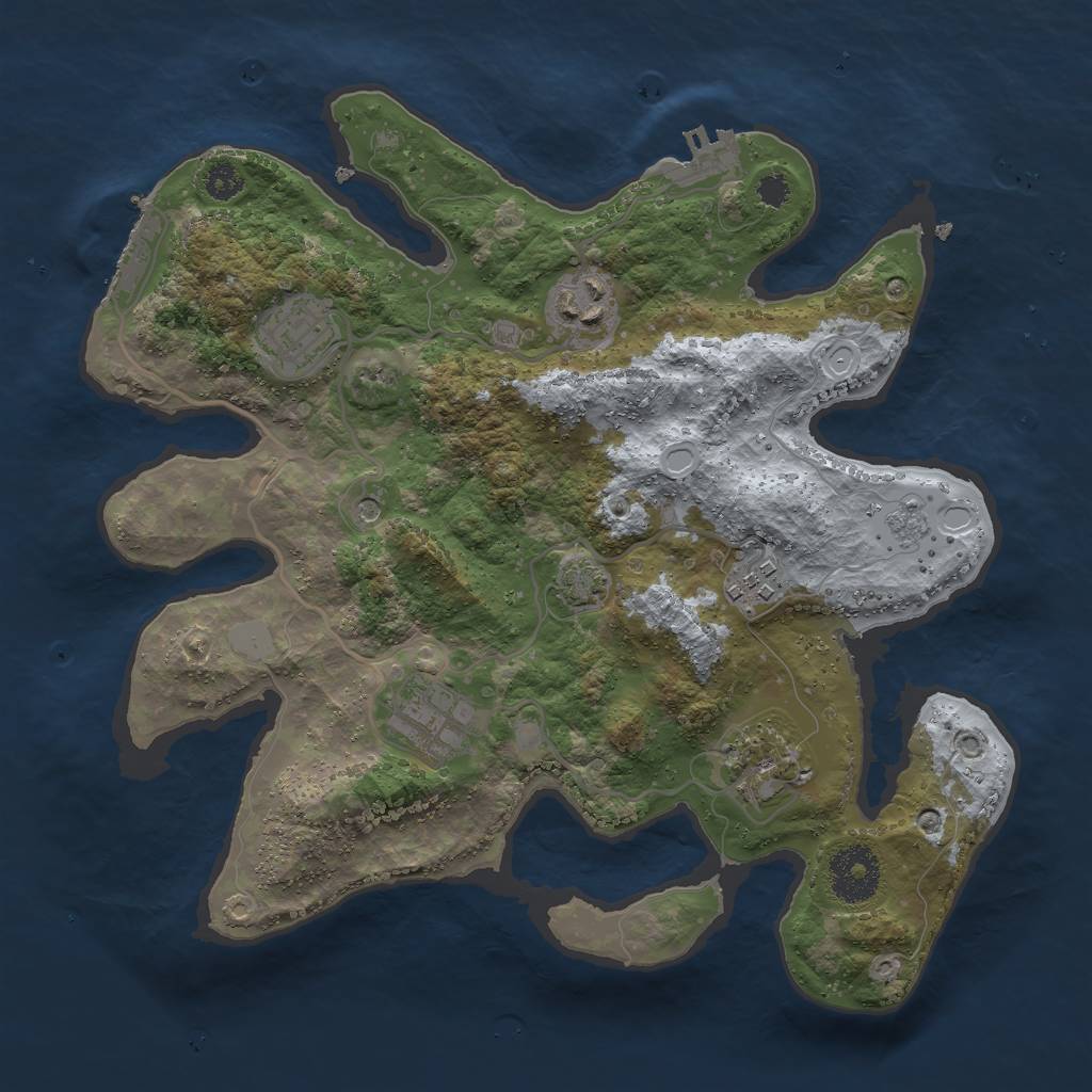 Rust Map: Procedural Map, Size: 3000, Seed: 710812515, 13 Monuments