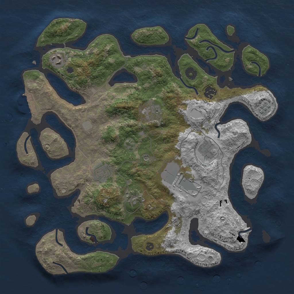 Rust Map: Procedural Map, Size: 3700, Seed: 3500, 15 Monuments