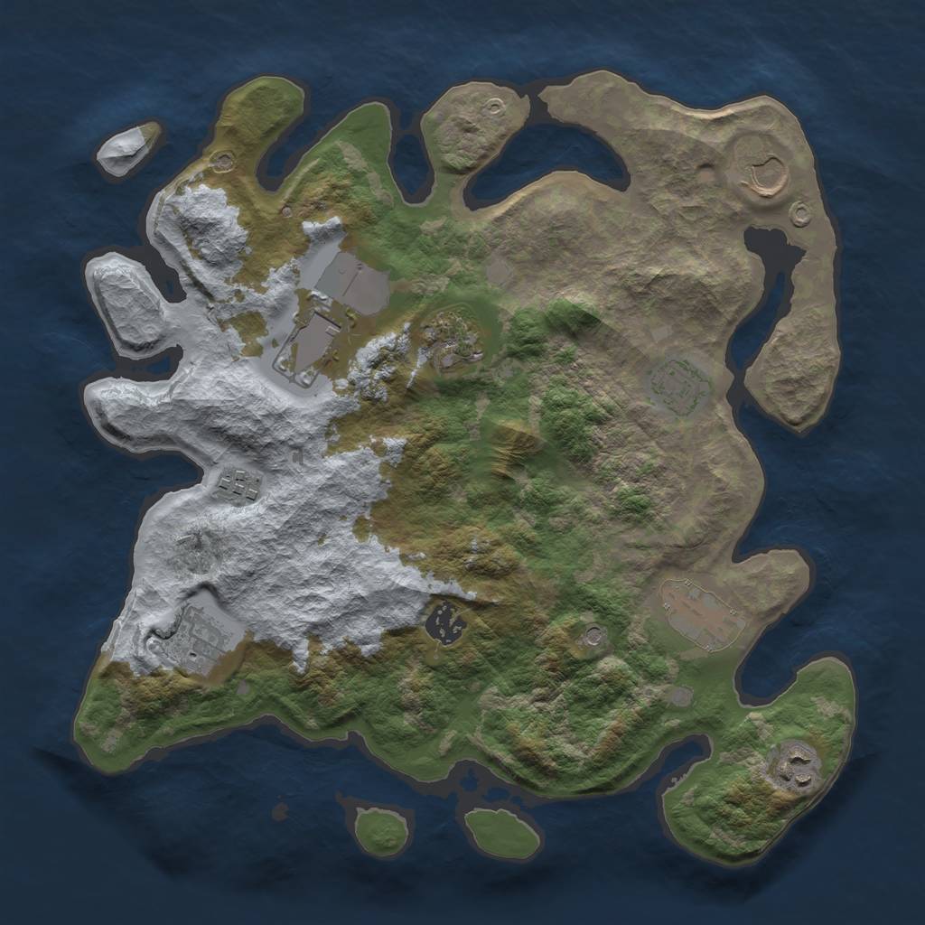 Rust Map: Barren, Size: 3500, Seed: 382646859, 12 Monuments