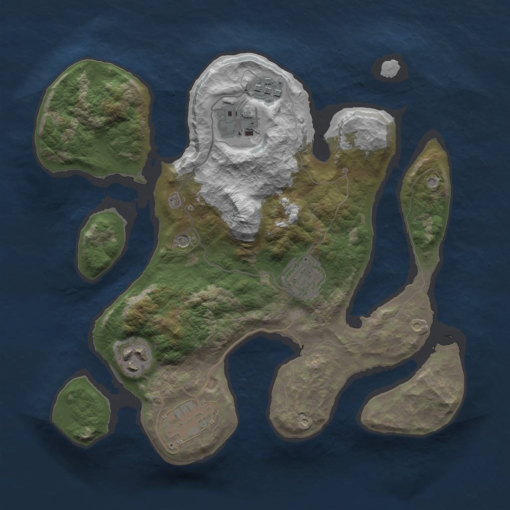 Rust Map: Barren, Size: 2800, Seed: 1, 8 Monuments