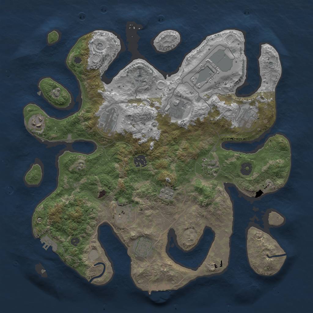 Rust Map: Procedural Map, Size: 3700, Seed: 8284, 18 Monuments