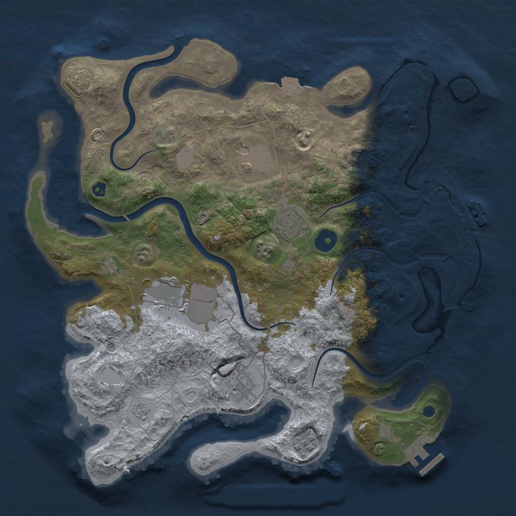 Rust Map: Procedural Map, Size: 3500, Seed: 556433721, 11 Monuments