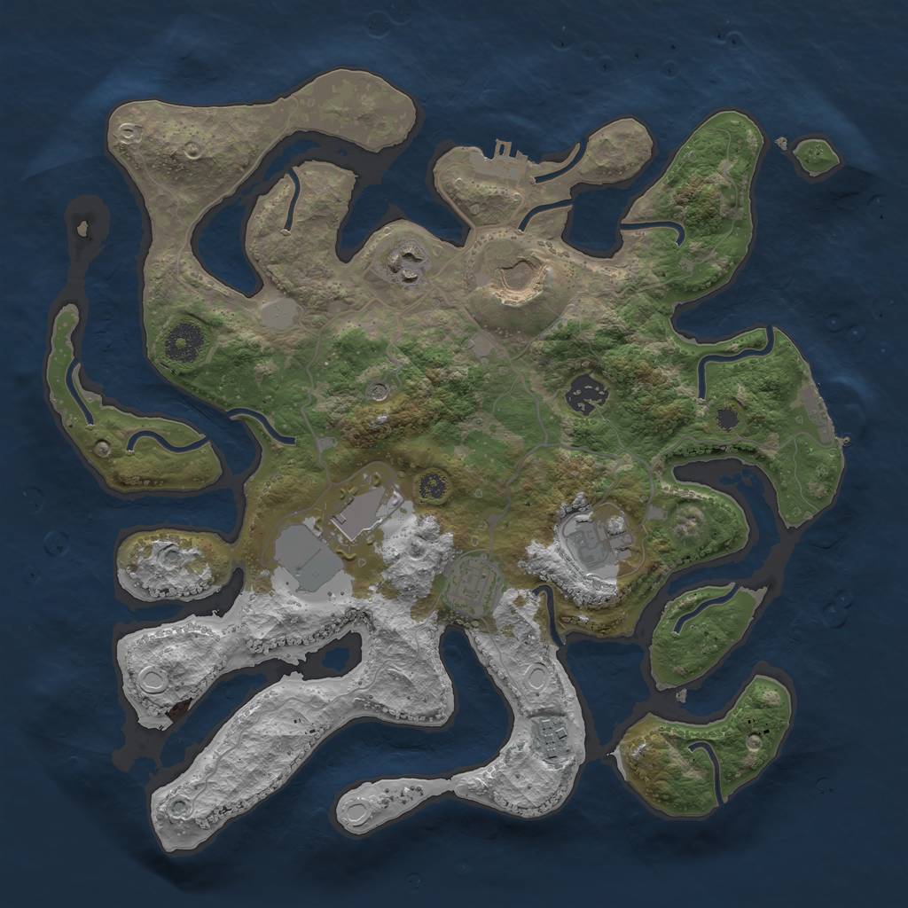 Rust Map: Procedural Map, Size: 3500, Seed: 556433721, 15 Monuments