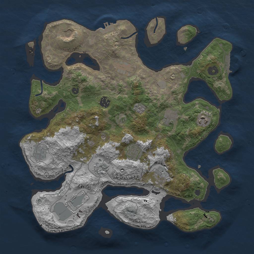 Rust Map: Procedural Map, Size: 3700, Seed: 369832906, 19 Monuments