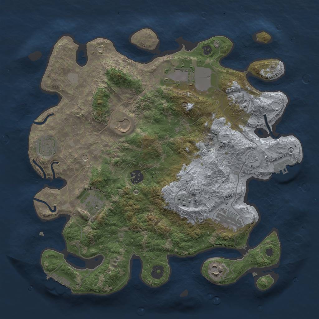 Rust Map: Procedural Map, Size: 3500, Seed: 31488, 16 Monuments