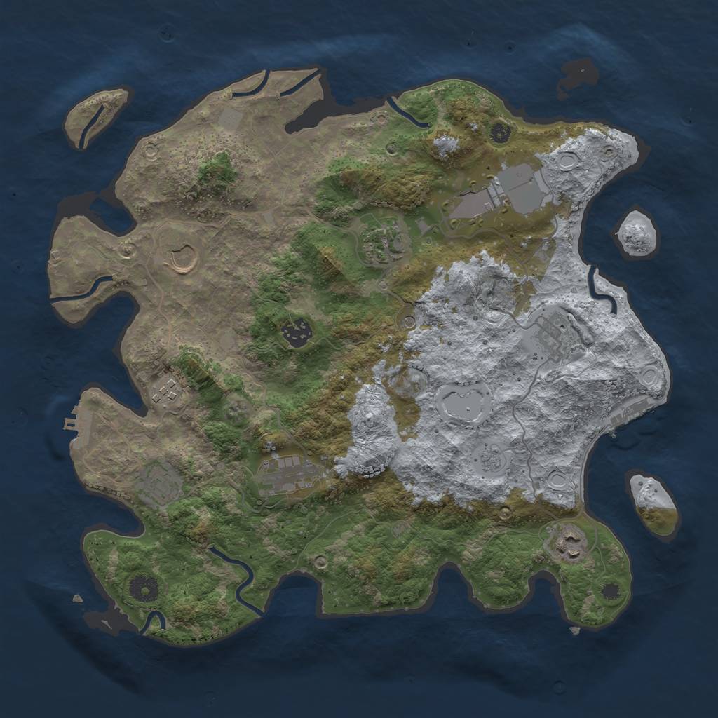 Rust Map: Procedural Map, Size: 3750, Seed: 25, 16 Monuments