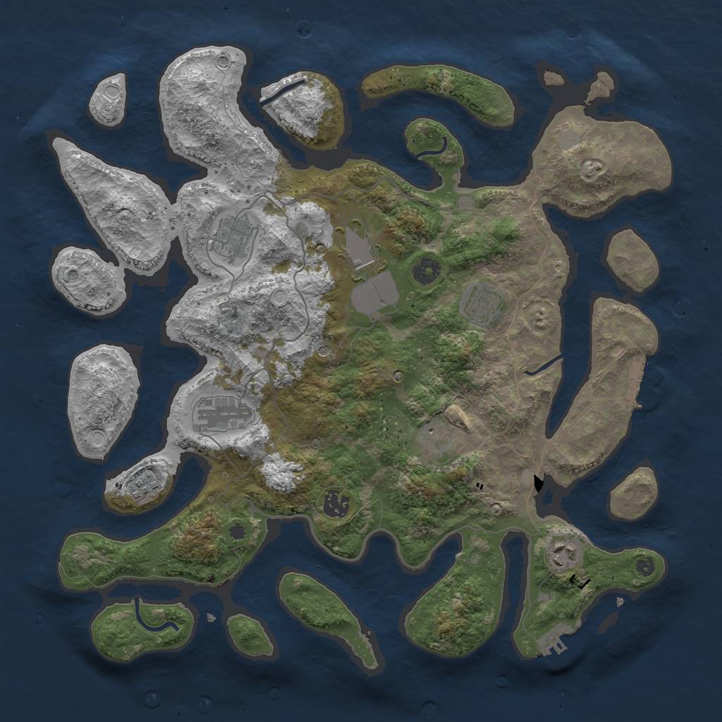 Rust Map: Procedural Map, Size: 4000, Seed: 133456, 16 Monuments