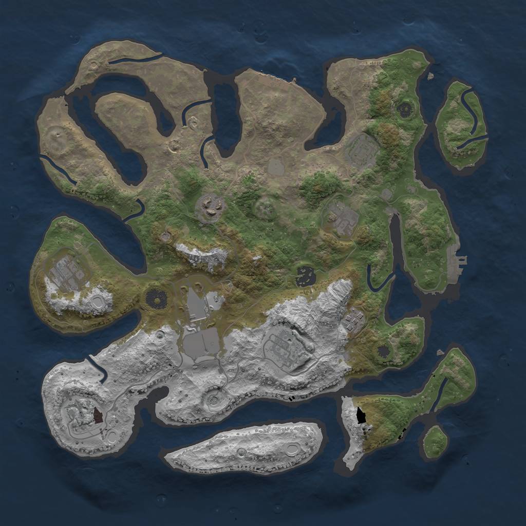 Rust Map: Procedural Map, Size: 3700, Seed: 736811321, 17 Monuments