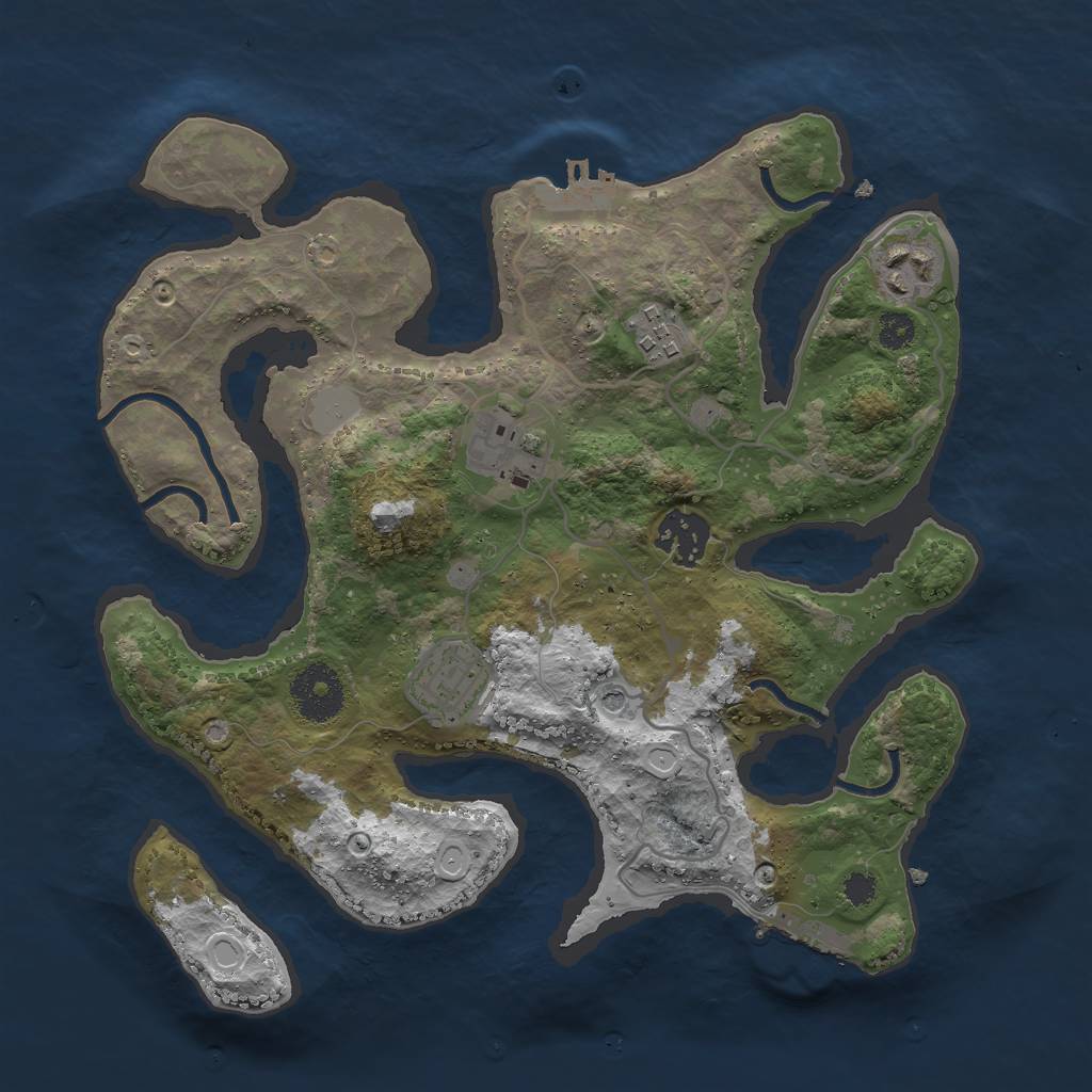Rust Map: Procedural Map, Size: 3000, Seed: 391133997, 13 Monuments