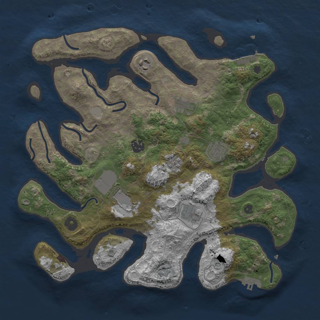 Rust Map: Procedural Map, Size: 3600, Seed: 838819874, 15 Monuments