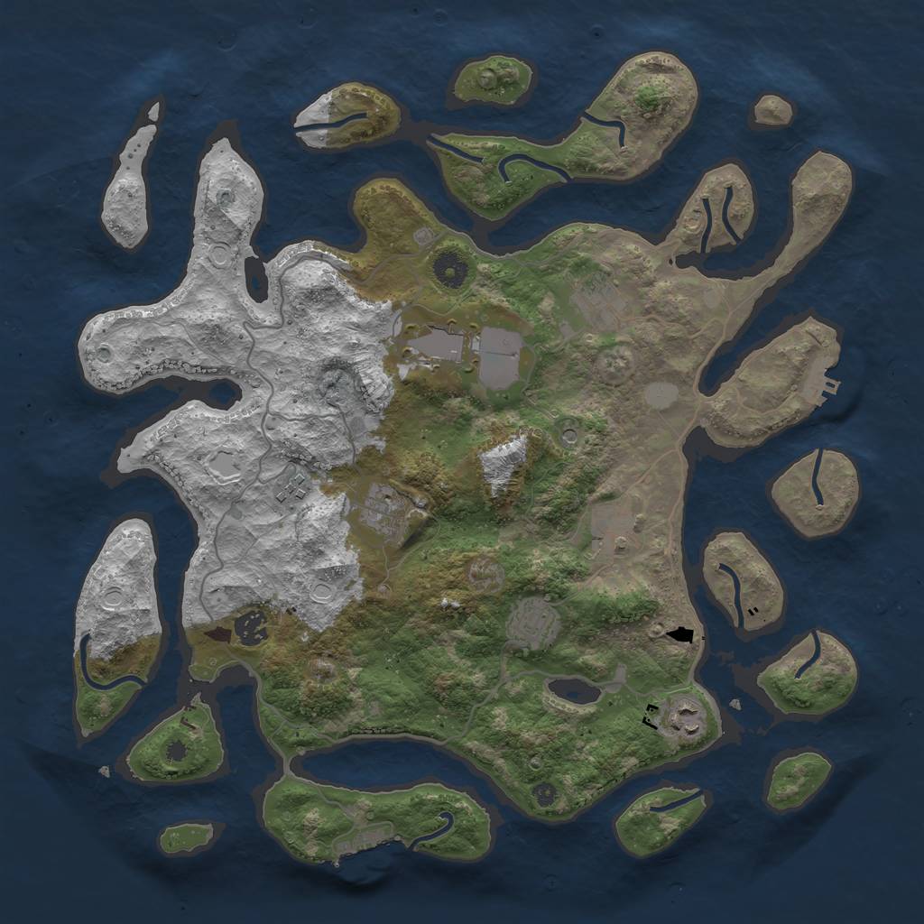 Rust Map: Procedural Map, Size: 4000, Seed: 707127549, 16 Monuments