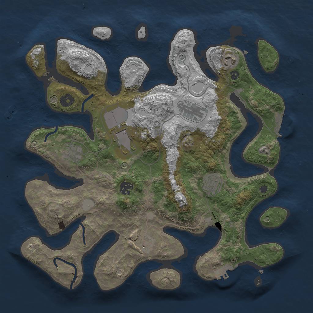 Rust Map: Procedural Map, Size: 3500, Seed: 593193, 15 Monuments