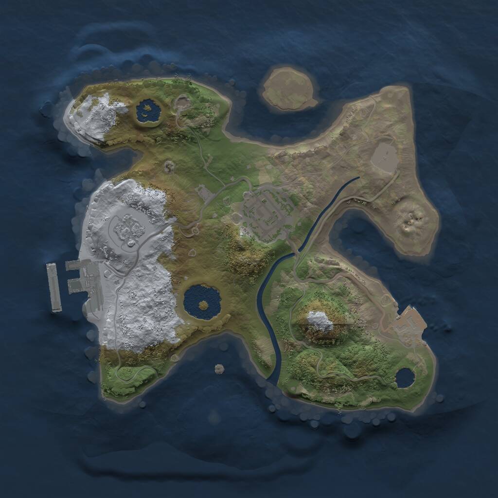 Rust Map: Procedural Map, Size: 2050, Seed: 123456, 4 Monuments