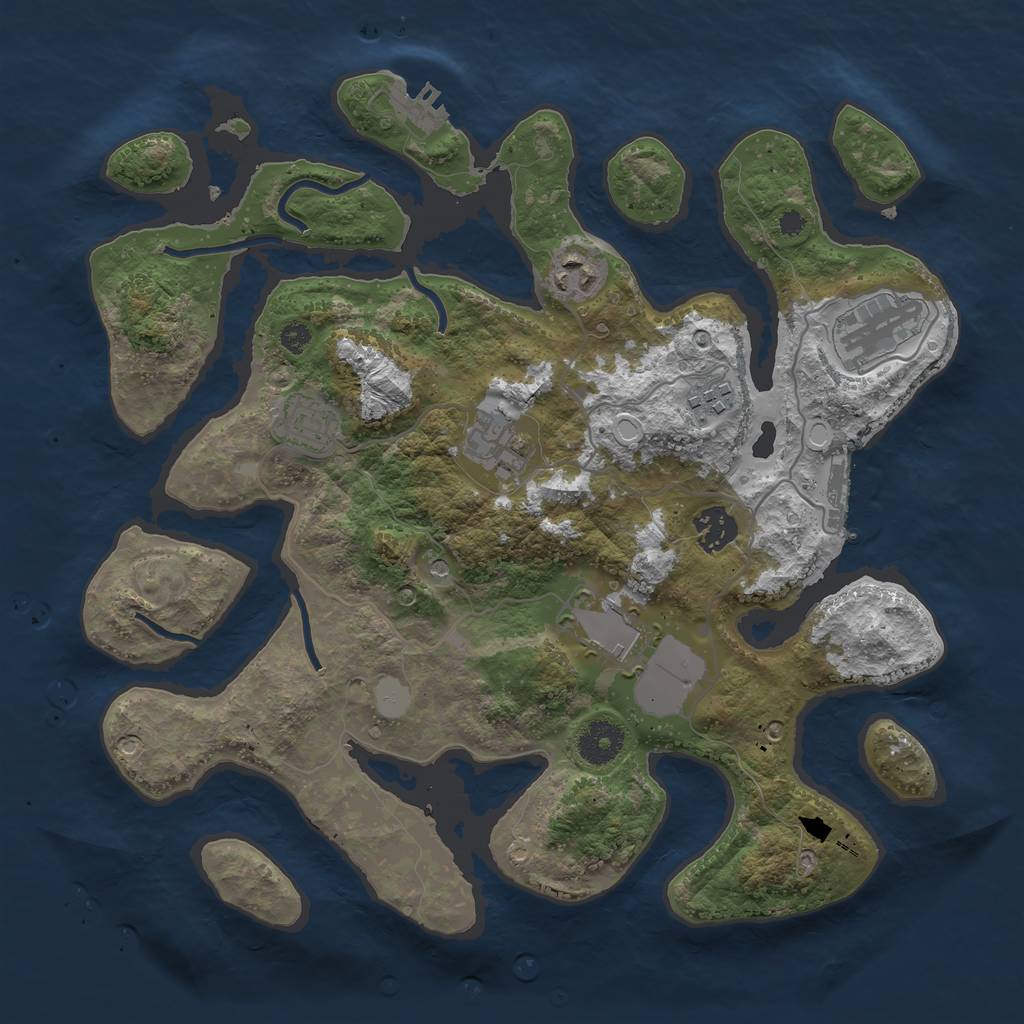 Rust Map: Procedural Map, Size: 3500, Seed: 2116809464, 15 Monuments