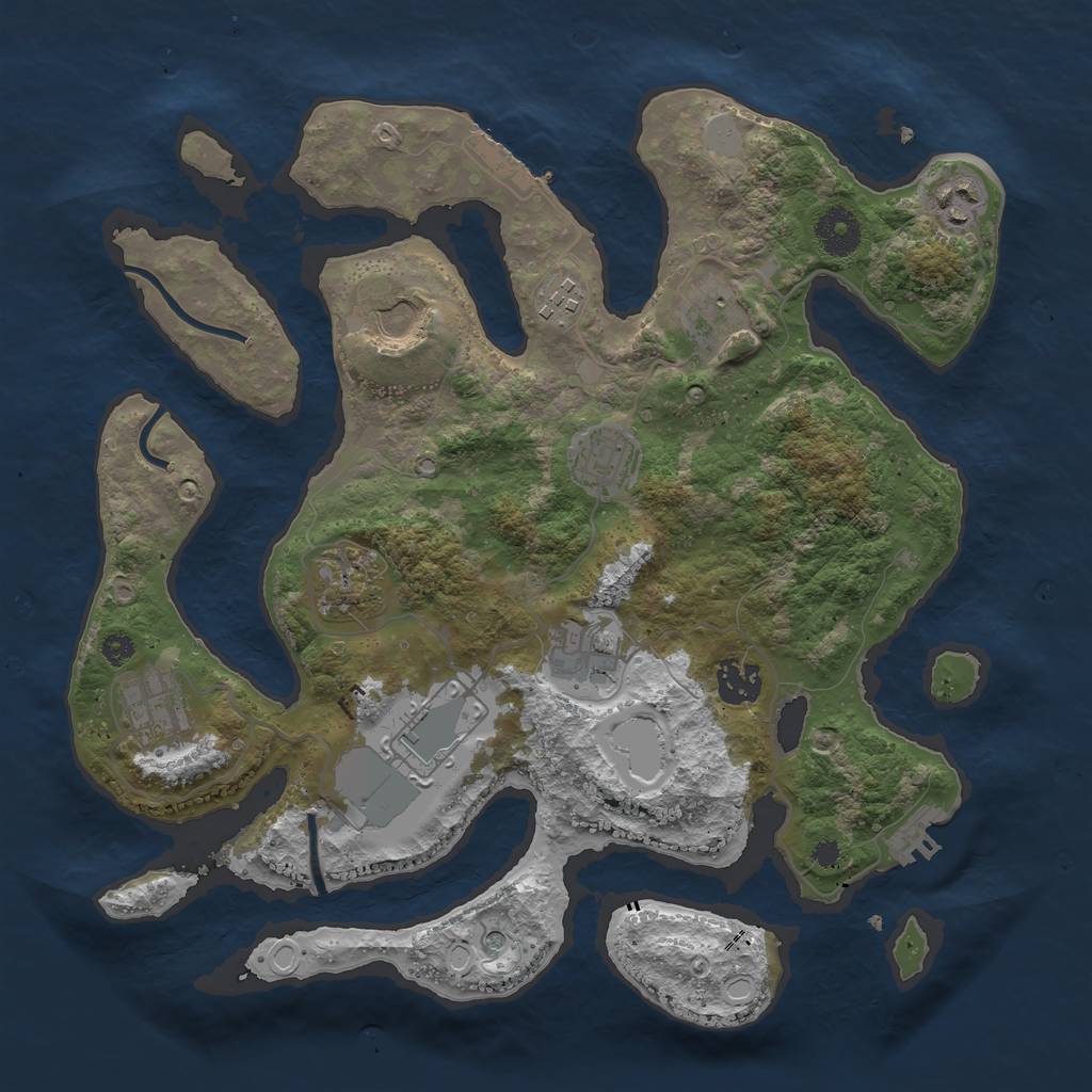 Rust Map: Procedural Map, Size: 3500, Seed: 1283643970, 18 Monuments