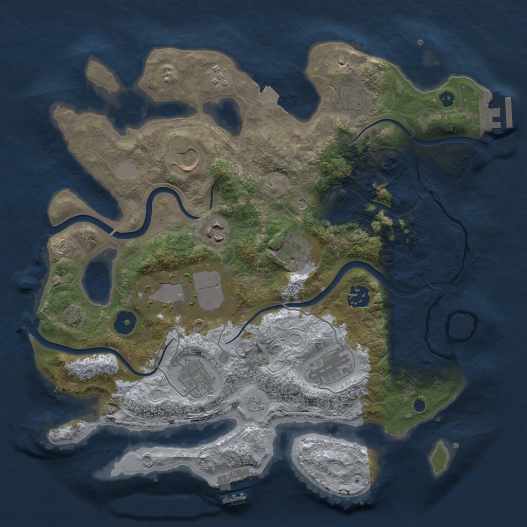 Rust Map: Procedural Map, Size: 3500, Seed: 1283643970, 15 Monuments