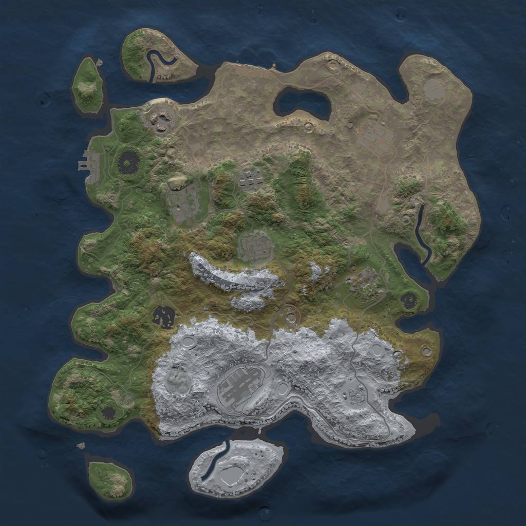 Rust Map: Procedural Map, Size: 3420, Seed: 136947, 15 Monuments