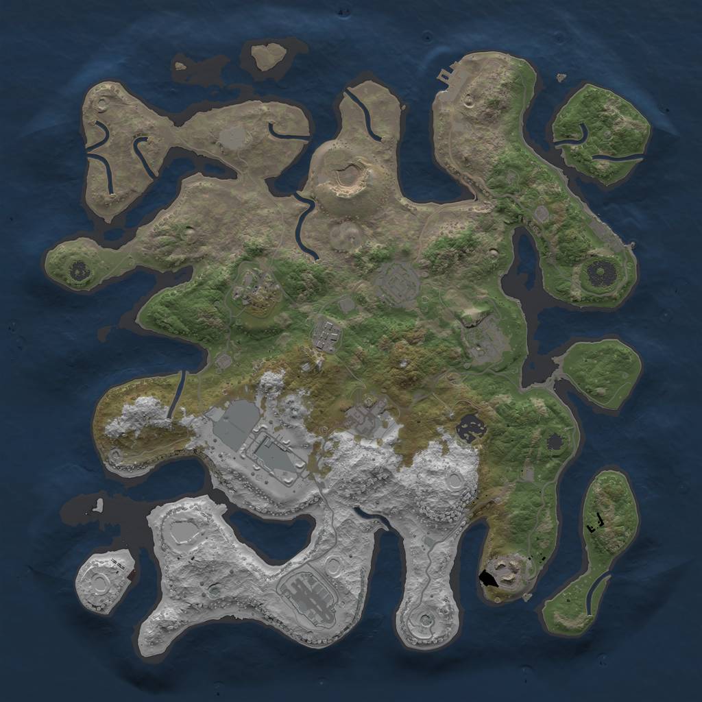 Rust Map: Procedural Map, Size: 3750, Seed: 1795232779, 18 Monuments