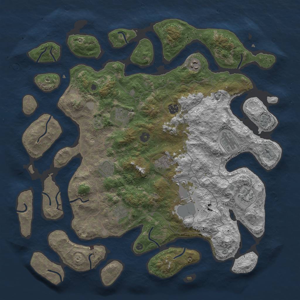 Rust Map: Procedural Map, Size: 4500, Seed: 1856941995, 16 Monuments