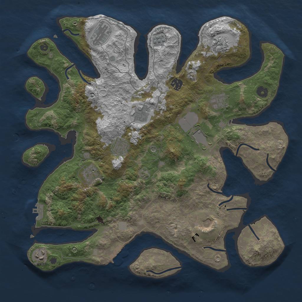 Rust Map: Procedural Map, Size: 3950, Seed: 617205675, 19 Monuments