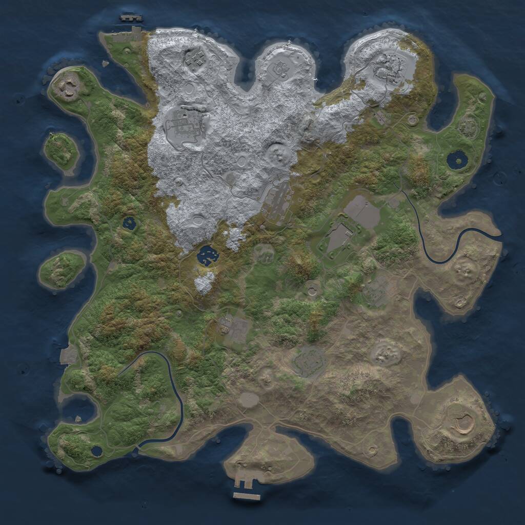 Rust Map: Procedural Map, Size: 3950, Seed: 617205675, 17 Monuments