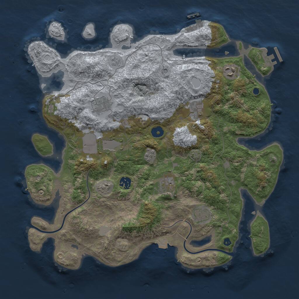 Rust Map: Procedural Map, Size: 3800, Seed: 1113456, 14 Monuments