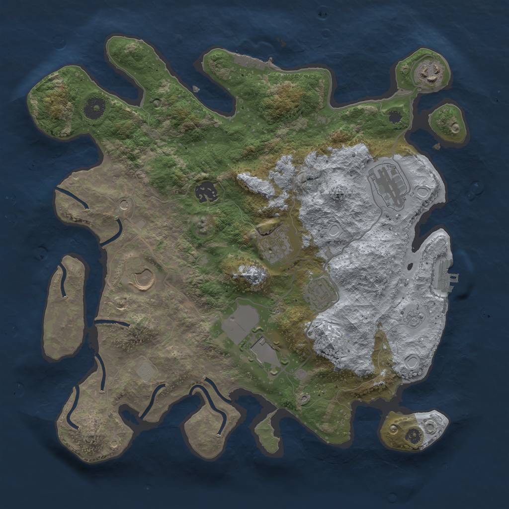 Rust Map: Procedural Map, Size: 3500, Seed: 5312386, 14 Monuments