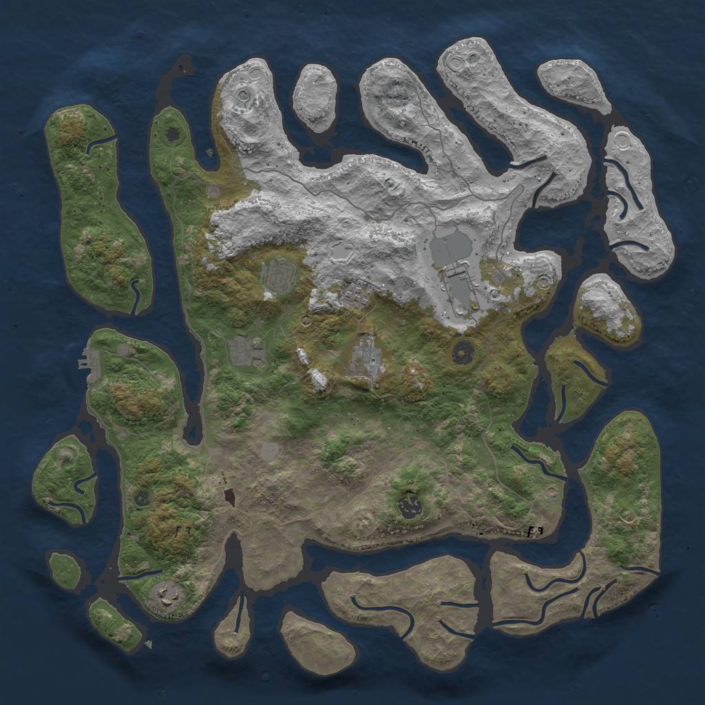 Rust Map: Procedural Map, Size: 4500, Seed: 8012501, 14 Monuments