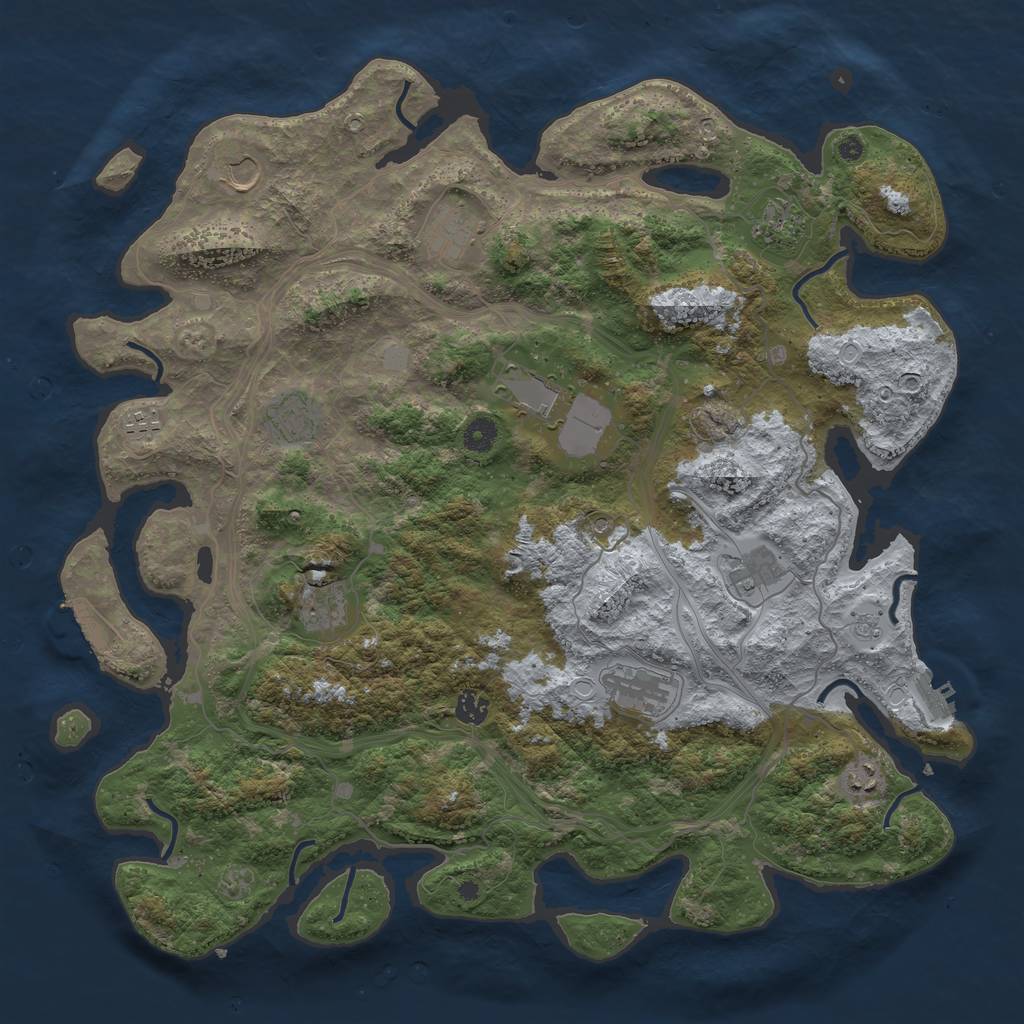 Rust Map: Procedural Map, Size: 4500, Seed: 693581880, 18 Monuments