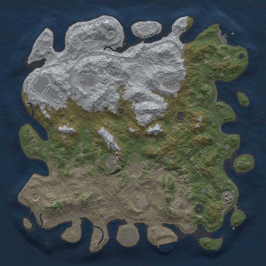 Rust Map: Procedural Map, Size: 4500, Seed: 1158179158, 17 Monuments