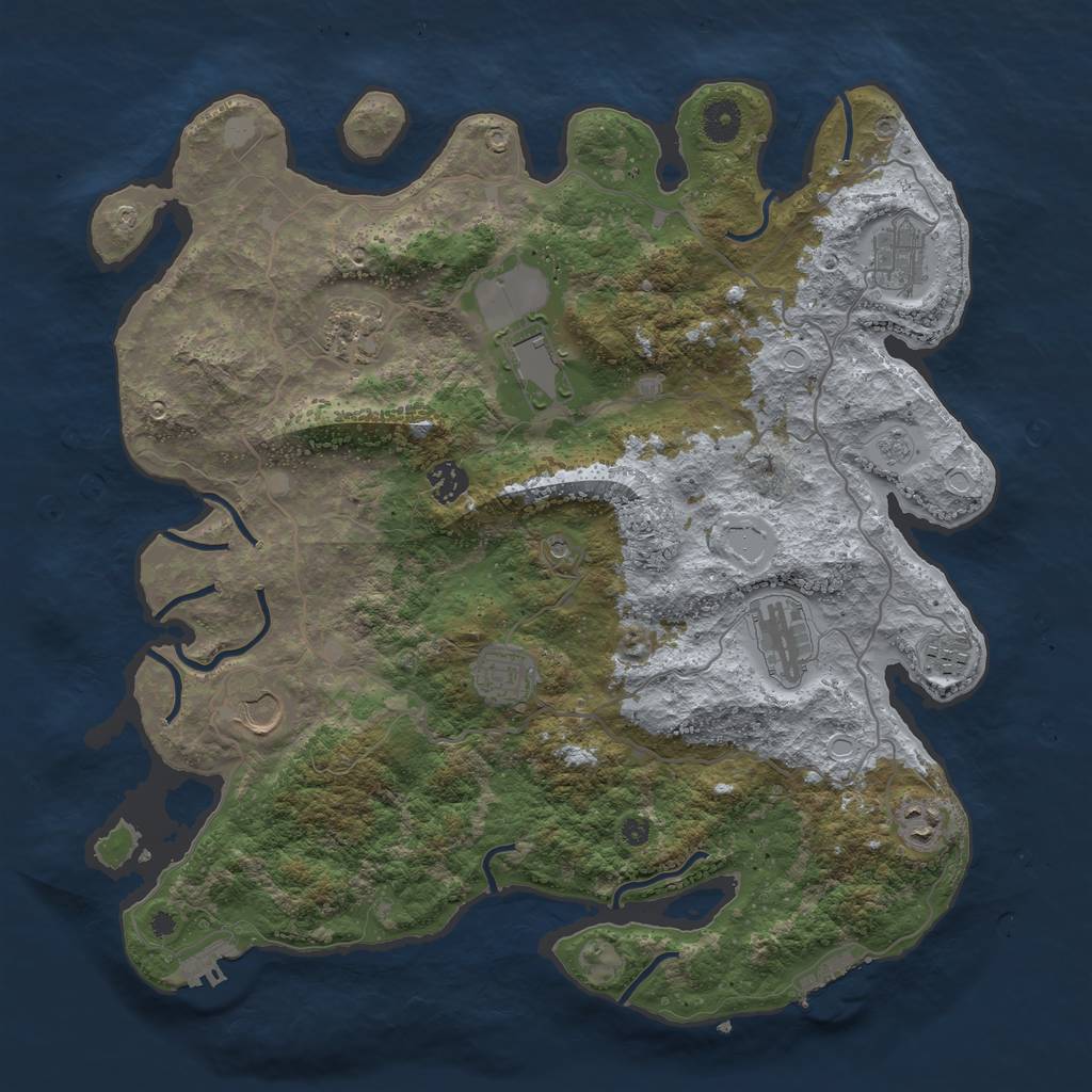 Rust Map: Procedural Map, Size: 4000, Seed: 609851648, 16 Monuments