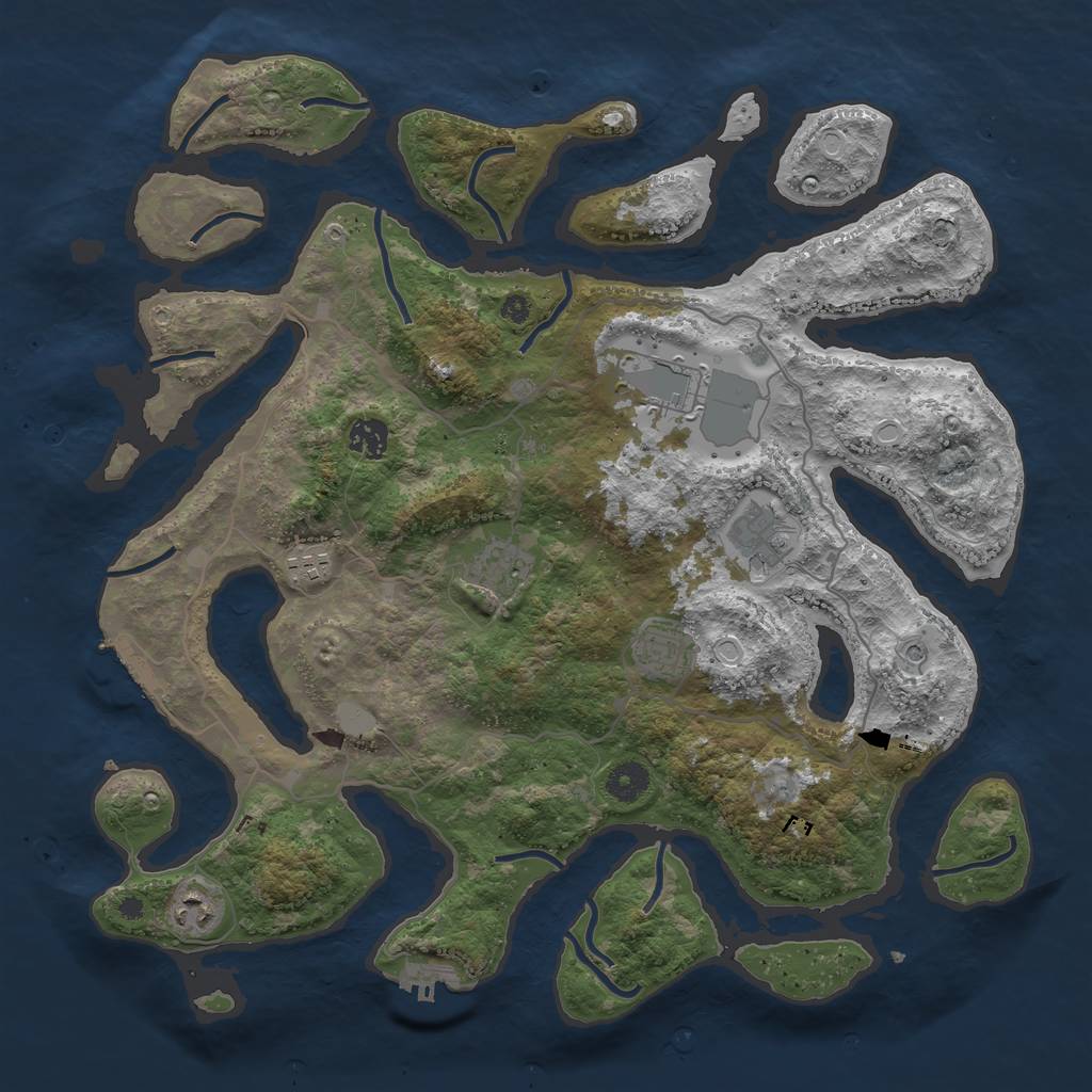 Rust Map: Procedural Map, Size: 4000, Seed: 11345, 15 Monuments